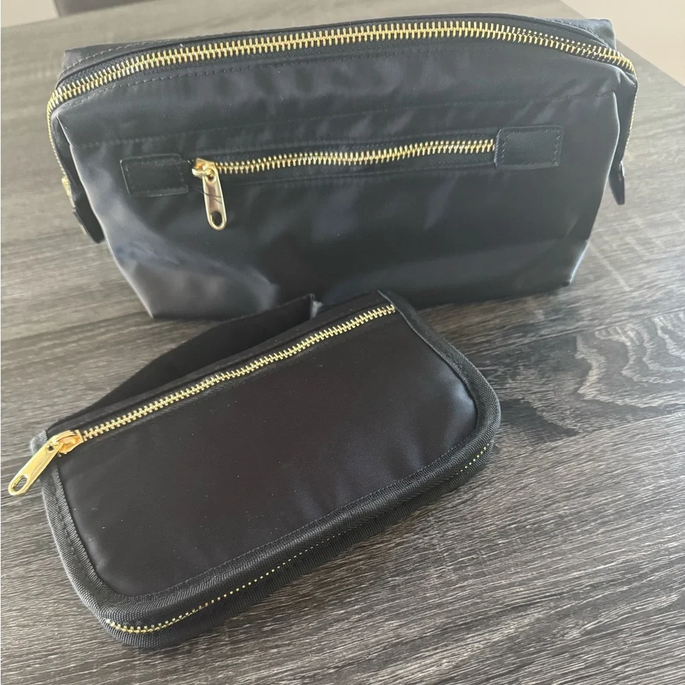 3 Makeup Bags Set travel Storage Essential oil Tote cosmetic Bag Black Utility